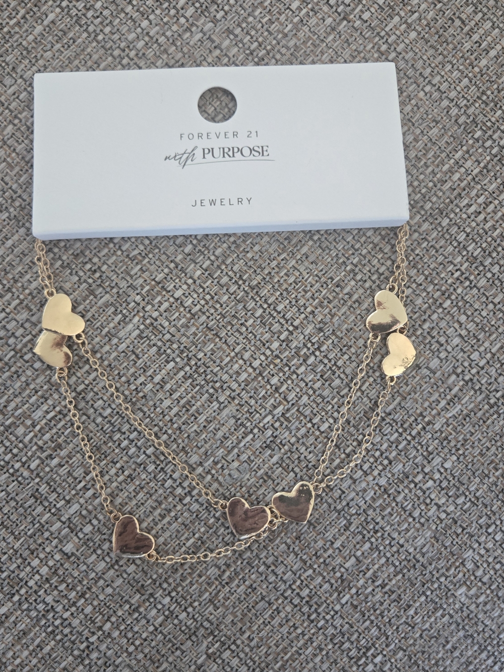 Forever 21 Gold Tone Layered Heart Necklace New With Tags Dainty Chain